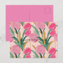 Cartão Postal Flores Rosa
