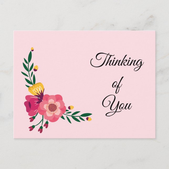 Cartão Postal Flores Rosa e Amarela (Frente)