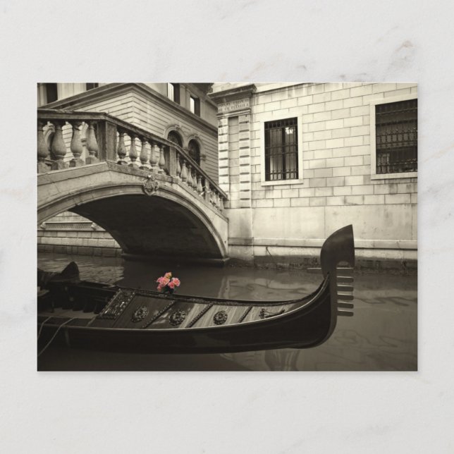 Cartão Postal flores rosa e gondola (Frente)