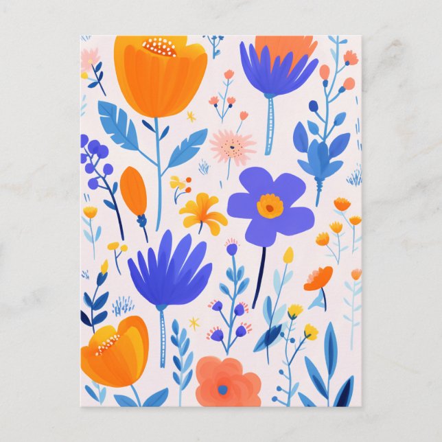 Cartão Postal Flores rosa e roxa (Frente)