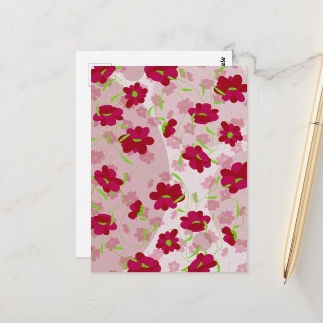 Cartão Postal Flores Rosa e Vermelha - Floral (Frente/Verso In Situ)