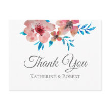 Flores Rosa Elegantes Aquarela Obrigado