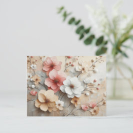 Cartão Postal Flores Rosa-Rosa-bege Modernas