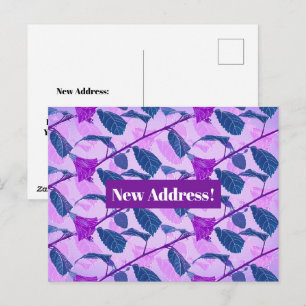 Cartão Postal Flores Rosa Roxo e Azul-turquesa Mudança de Endere