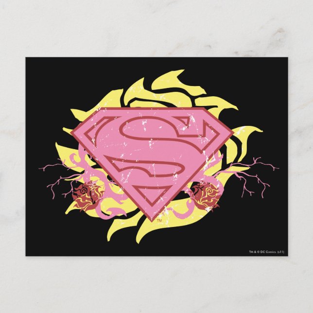 Cartão Postal Flores Rosa Supergirl (Frente)