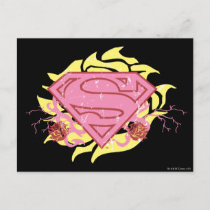 Cartão Postal Flores Rosa Supergirl