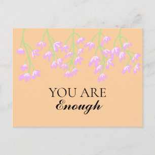 Cartão Postal Flores Rosa Você É Suficiente Aquarela Bege