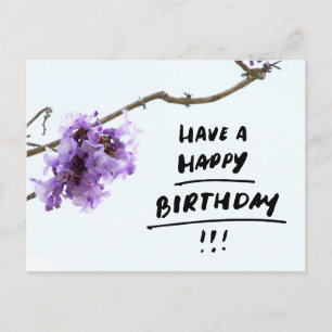 Cartão Postal Flores Roxas de Jacarandá Aniversário