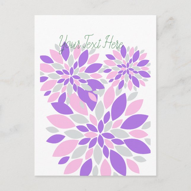 Cartão Postal Flores Roxas de Pétalas Mágicas (Frente)