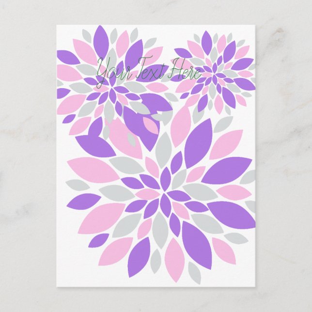 Cartão Postal Flores Roxas de Pétalas Mágicas (Frente)