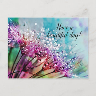 Cartão Postal Flores Roxas em Postcard Personalizado Azul