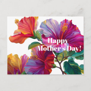 Cartão Postal Flores Roxas Lindas Florais Cor-de-Rosa Dia das Mã