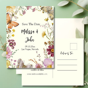 Cartão Postal Flores Selvagens Boêmias Florais Salvar a Data