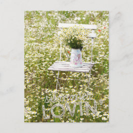 Cartão Postal Flores Selvagens de Campo de Amor de Verão + Texto