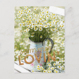 Cartão Postal Flores Selvagens de Campo de Amor de Verão + Texto