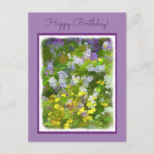 Cartão Postal Flores Selvagens Impasto - Arte Flor Original (Frente)