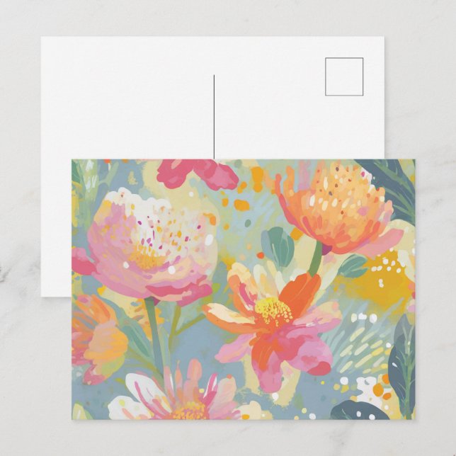 Cartão Postal Flores Silvestres Aquarela (Frente/Verso)