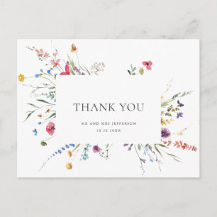 Cartão Postal Flores Silvestres Aquarela Elegante Floral Obrigad