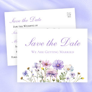 Cartão Postal Flores Silvestres Boho Floral Casamento Save The D