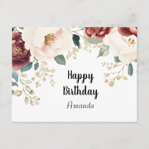 Cartão Postal Flores Silvestres Coloridas e Fofas em Aquarela Pa
