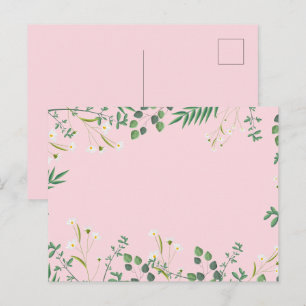 Cartão Postal Flores Silvestres Com Casamento Rosa