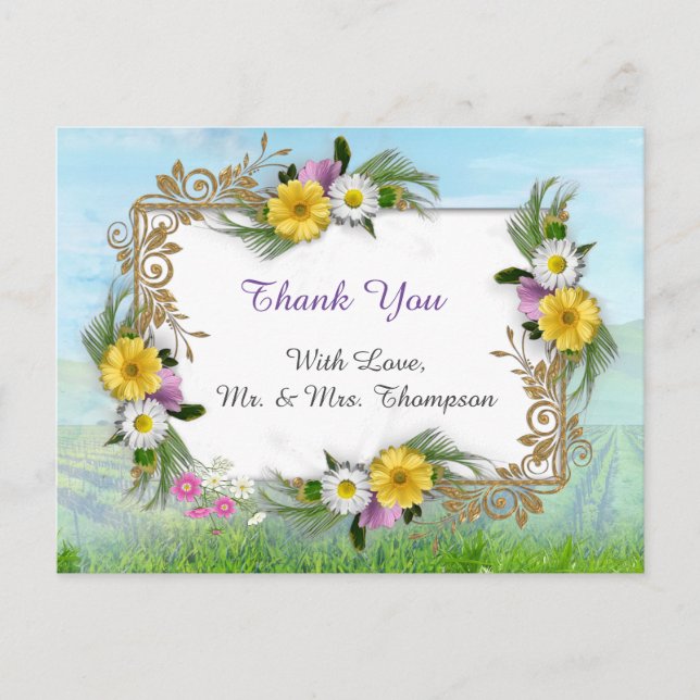 Cartão Postal Flores silvestres contra um céu azul (Frente)