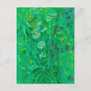 Cartão Postal Flores Silvestres de Julho, Flores de Verão Pintur
