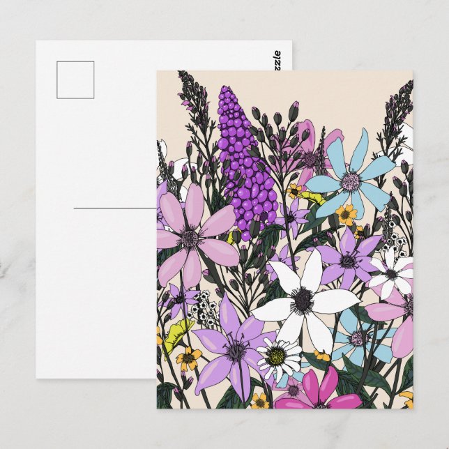 Cartão Postal Flores Silvestres de Verão (Frente/Verso)