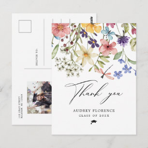 Cartão Postal Flores Silvestres Foto Floral Agradecimento de Gra