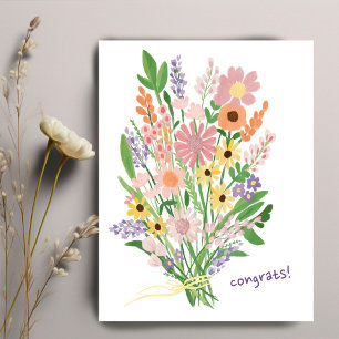 Cartão Postal Flores Silvestres Pintadas à Mão Colorido Guache P