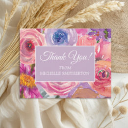 Cartão Postal Flores Silvestres Roxas Rosa Obrigado