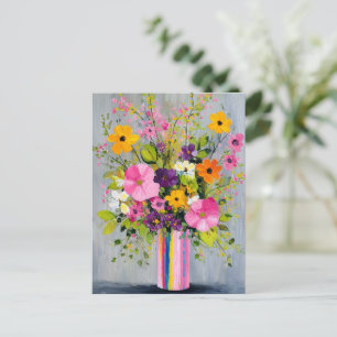 Cartão Postal Flores Texturizadas em um Vaso