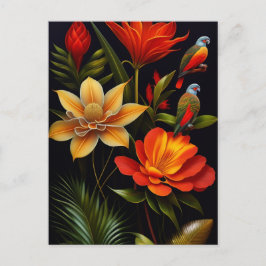 Cartão Postal Flores tropicais e aves | Modern Haeckel