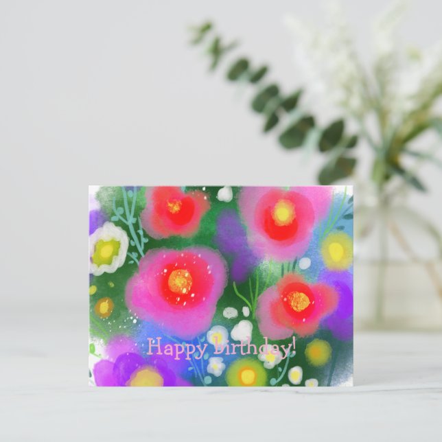 Cartão Postal Flores vermelhas (Em pé/Frente)
