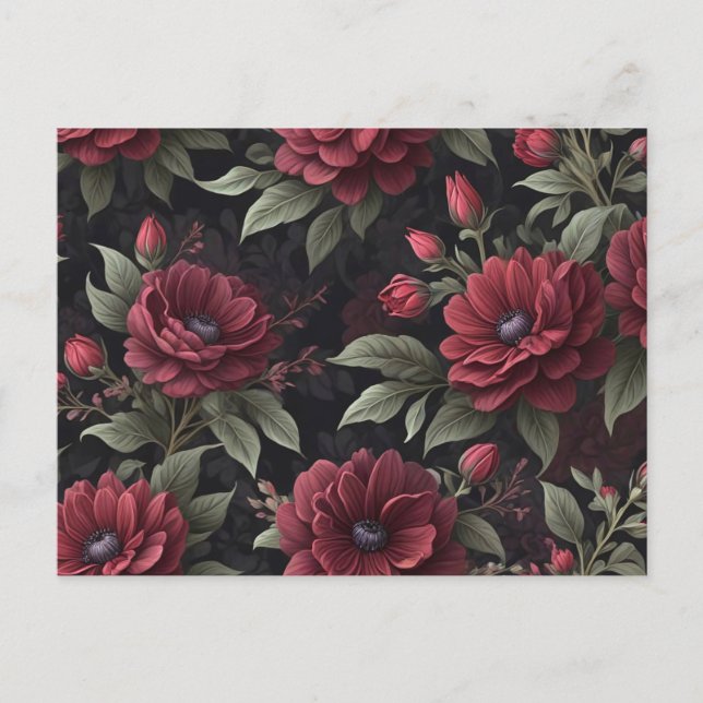 Cartão Postal Flores Vermelhas Borgonhetas Gótica (Frente)