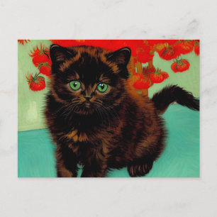 Cartão Postal Flores Vermelhas de Gogh Pretas