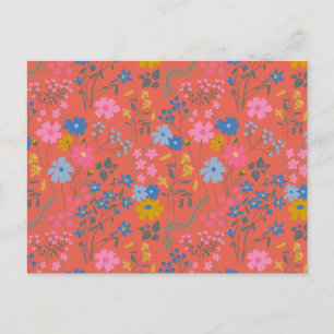 Cartão Postal Flores Vermelhas Modernas Boho de Flores Silvestre