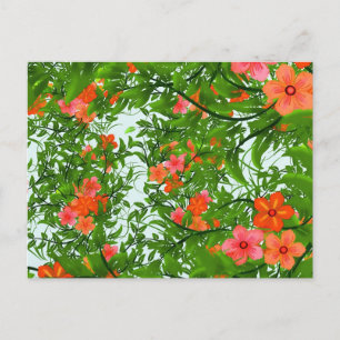 Cartão Postal Flores Vermelhas no Verde