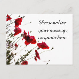 Cartão Postal Flores Vermelhas Sensíveis com Mensagem Pessoal ou