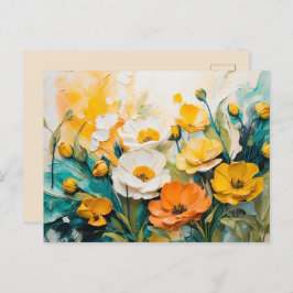 Cartão Postal Flores Vibrantes De Springtime Óleo Acrílico