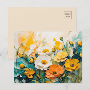 Cartão Postal Flores Vibrantes De Springtime Óleo Acrílico