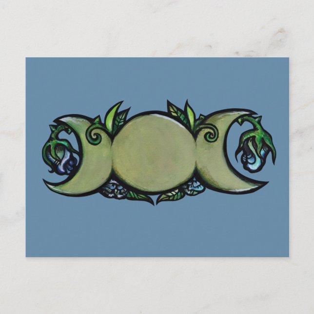 Cartão Postal Florescer da Lua Tripla - Símbolo Botânico Wiccano (Frente)