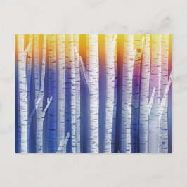 Cartão Postal Floresta Artsy Rainbow Birch