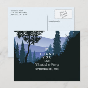 Cartão Postal Floresta Azul De Madeira, Casamento Russo Obrigado