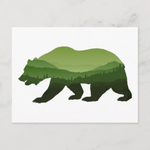 Cartão Postal floresta Bear Green dupla exposição