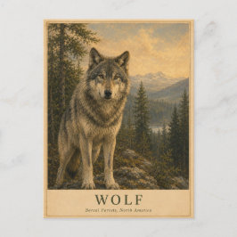 Cartão Postal Floresta Boreal de Lobo VINTAGE