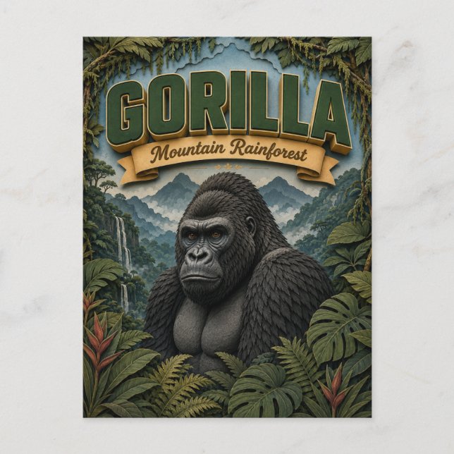 Cartão Postal Floresta Chuvosa da Montanha do Gorila POPCUT (Frente)