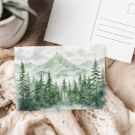 Cartão Postal Floresta das Montanhas de Pinheiros com Aquarela<br><div class="desc">Cartão-postal das árvores de pinheiro de aquarela.</div>