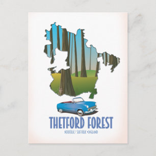 Cartão Postal floresta de ashdown sussex mapa cartaz de viagem m