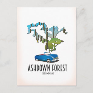 Cartão Postal floresta de ashdown sussex mapa cartaz de viagem m